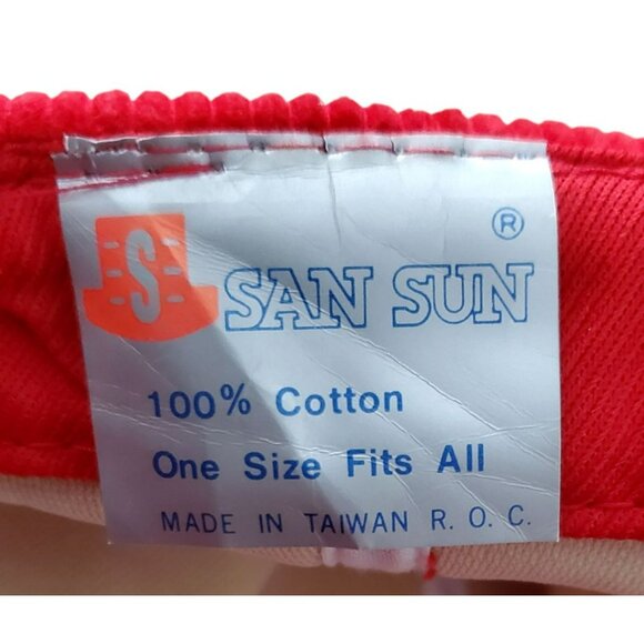 Vintage San Sun Red Corduroy Hat Snapback Baseball Cap Heavyweight Blank Trucker - Picture 11 of 11